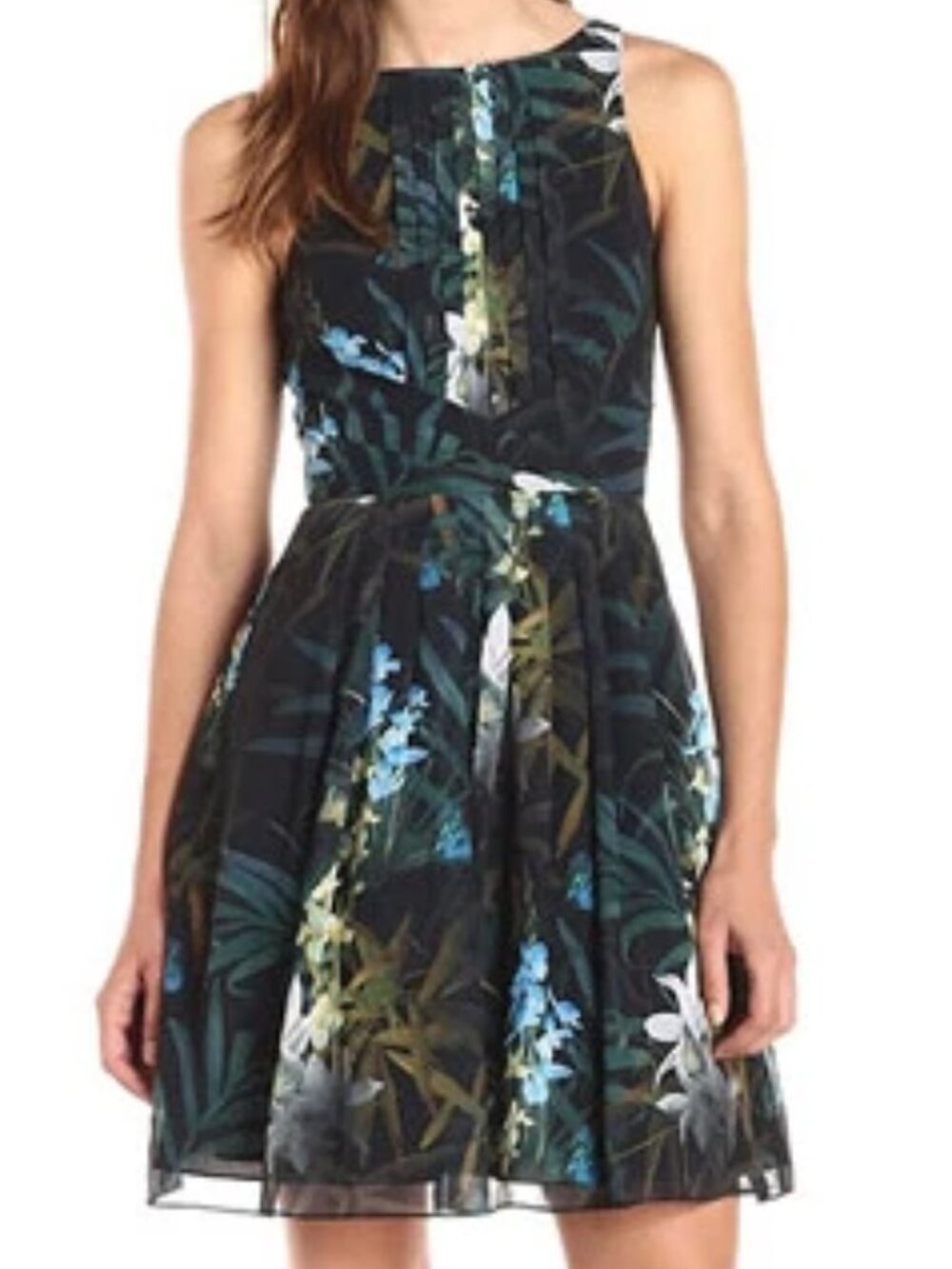 Ted Baker London "Ameda" Fit-and-Flare Twilight Floral Print Dress - Size 1
